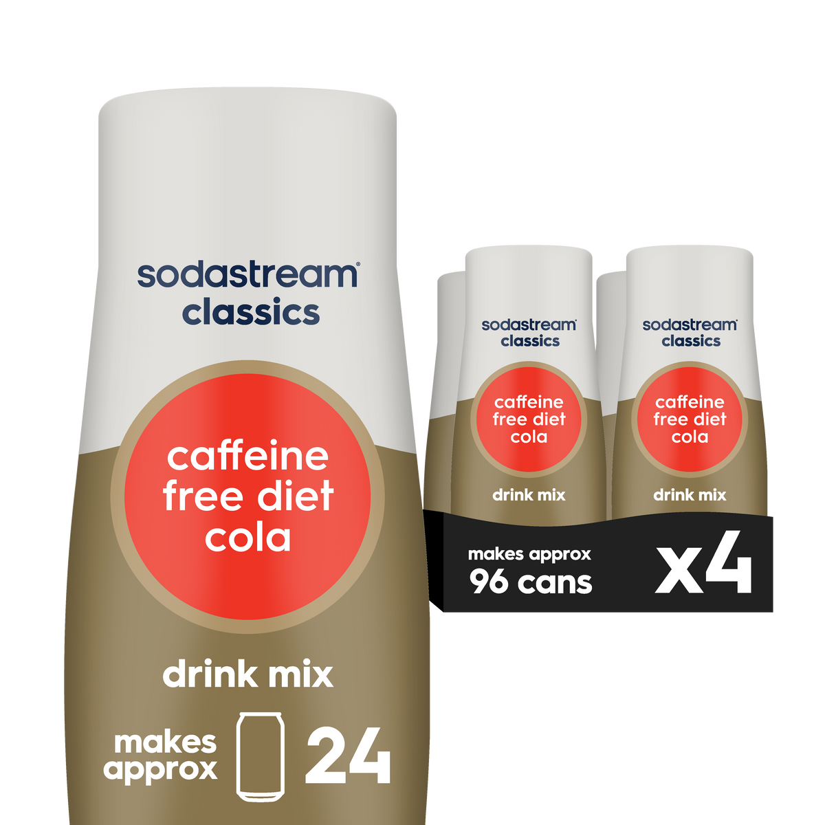 4 Pack Diet Caffeine Free Cola Flavored Soda Syrup Drink Mix
