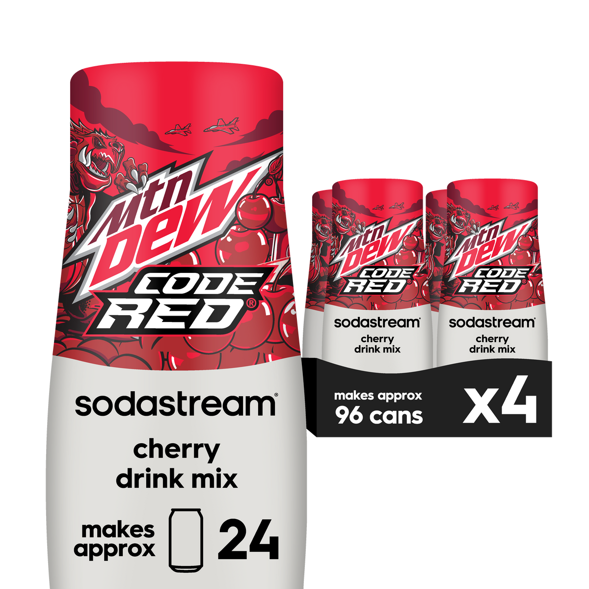 Sodastream MTN DEW® Code Red Cherry Drink Mix 4 Pack 440ml