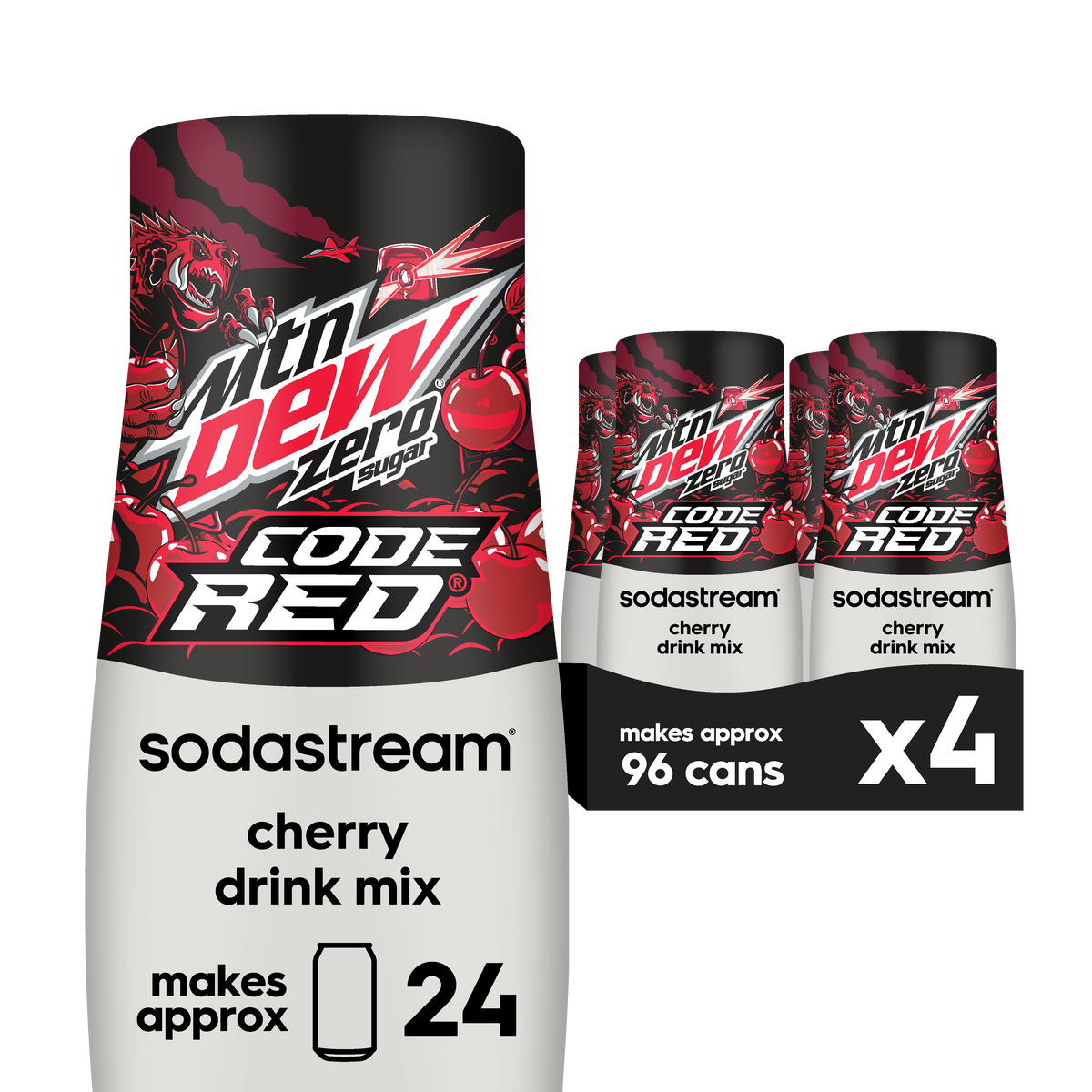 Sodastream MTN DEW® Code Red Zero Sugar Cherry Drink Mix 4 Pack
