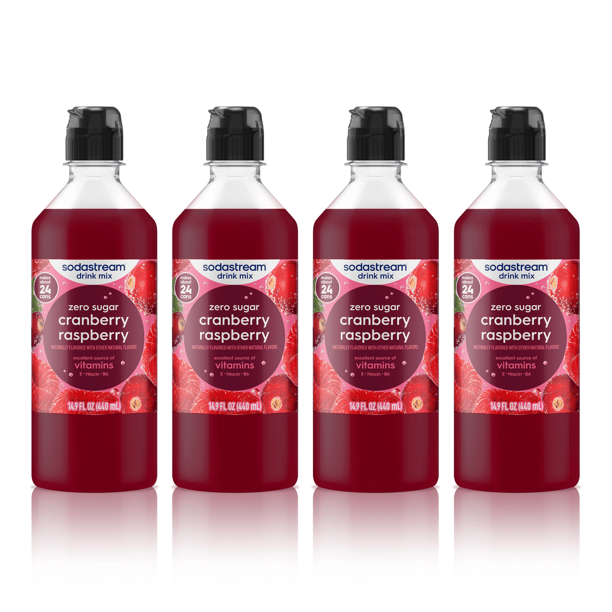 4 Pack Diet Cranberry Raspberry Flavored Soda Syrup Drink Mix