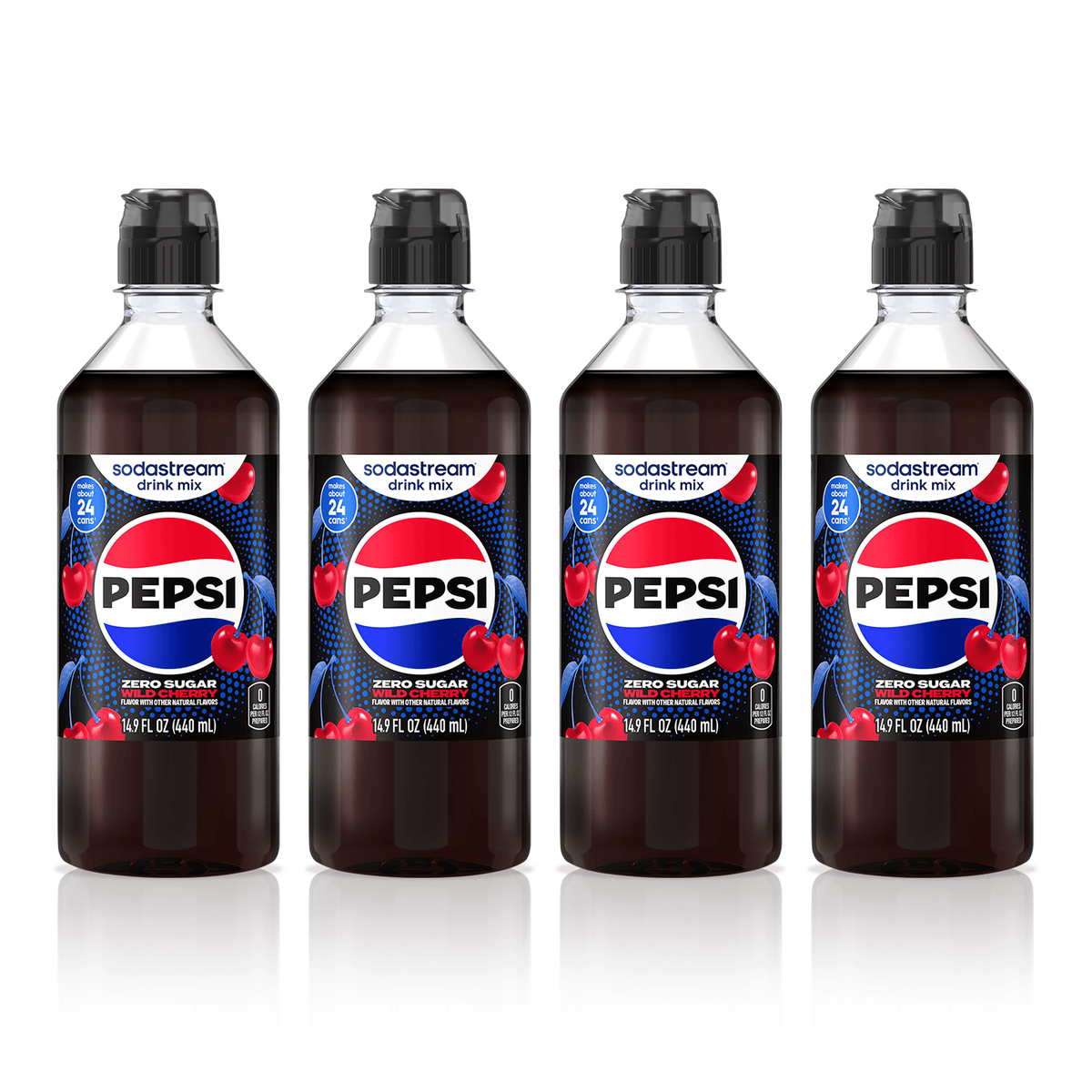 Sodastream Pepsi Wild Cherry Zero Sugar Drink Mix 4 Pack 440ml