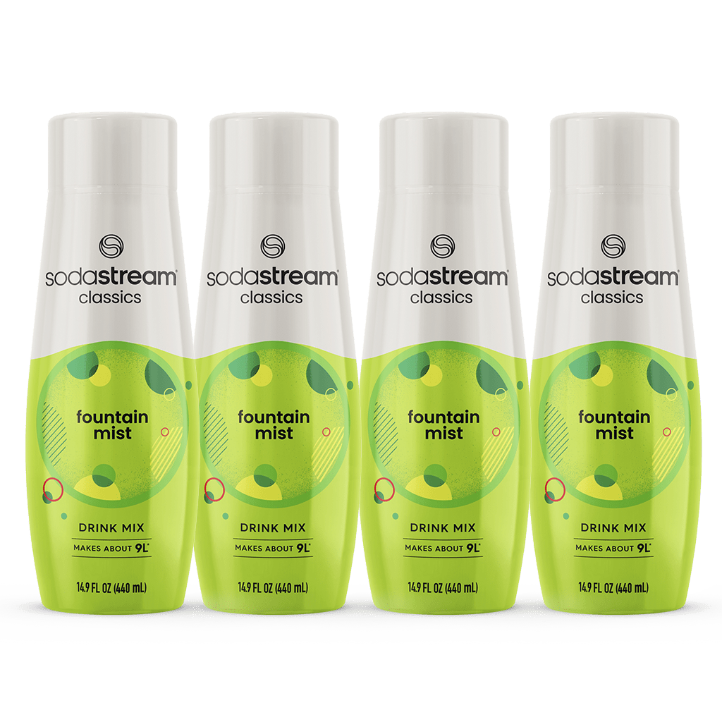 SodaStream 4 Pack Fountain Mist Syrup Flavor Drink Mix