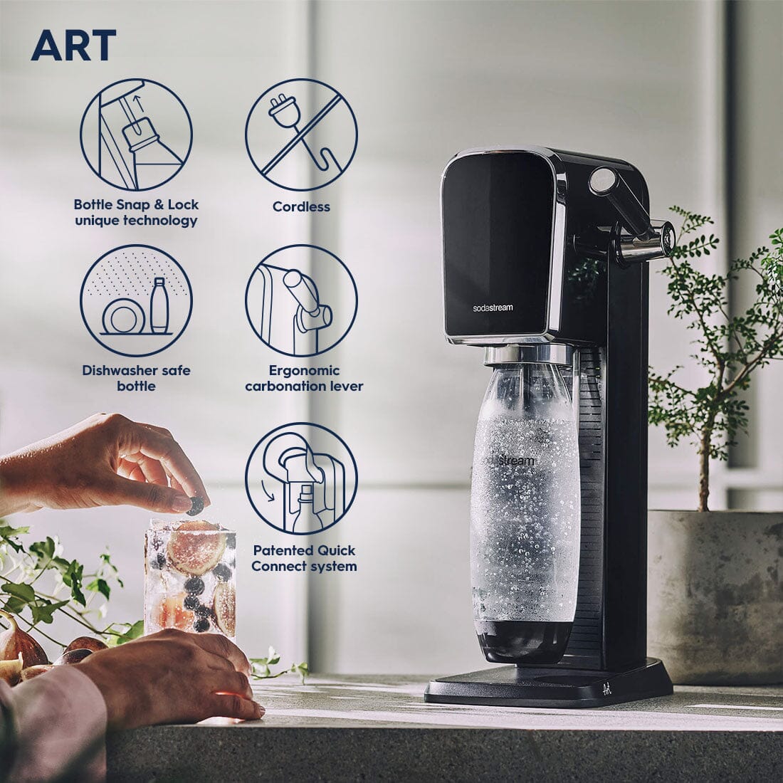 SodaStream Art Sparkling Water Maker + Quick Connect Cylinder