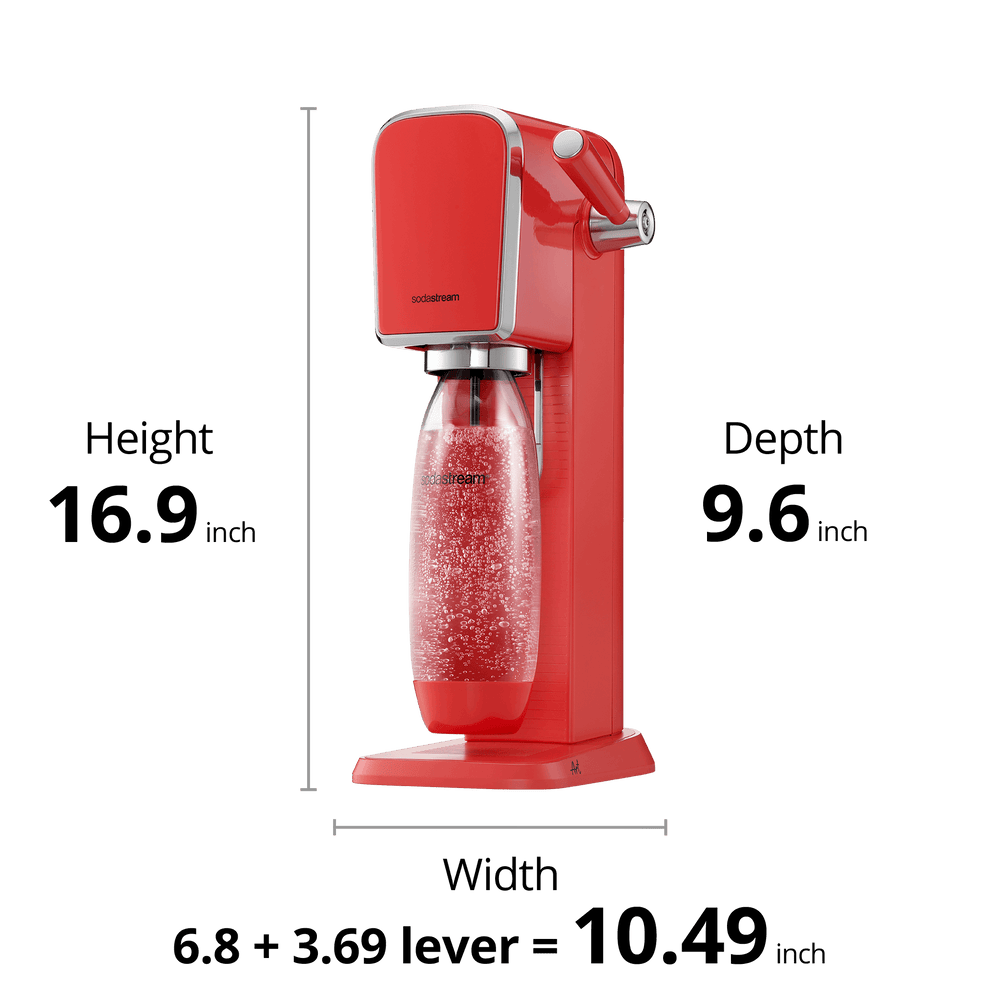 sodastream art red sparkling water maker dimensions