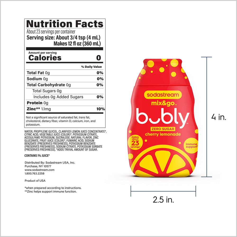 Sodastream mix&go™ bubly™ Cherry Lemonade Liquid Water Enhancer  92ml – 7