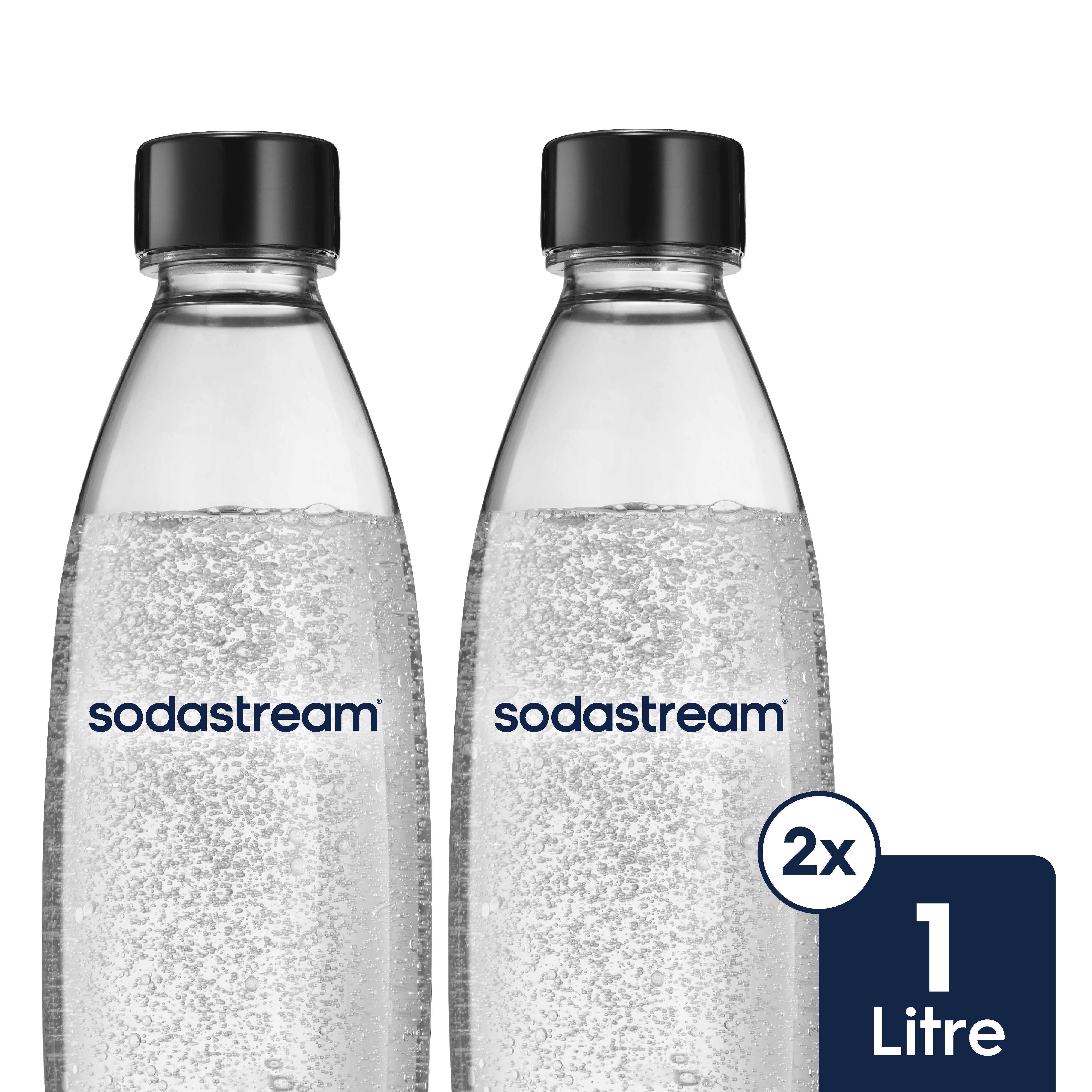SodaStream 1L Slim Dishwasher Safe Bottles Twin Pack - Black sodastream