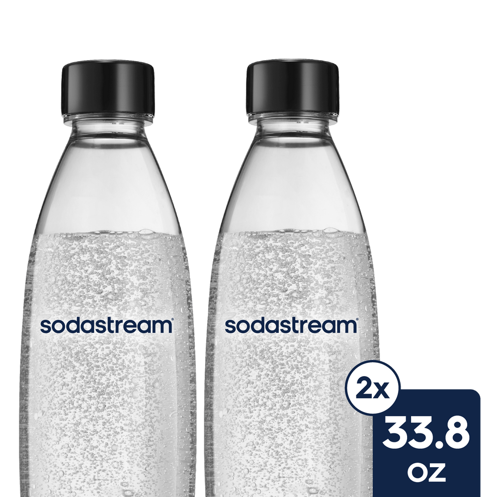 SodaStream 1L Slim Dishwasher Safe Bottles Twin Pack - Black