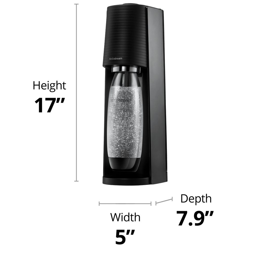 sodastream terra black sparkling water maker size and dimensions