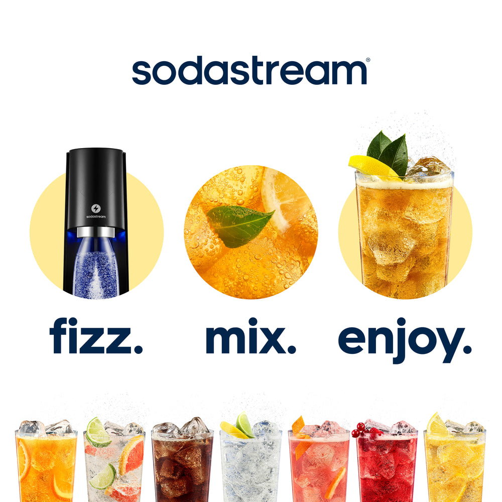 SodaStream E-Terra Sparkling Water Maker In Black & 1L Water Bottle Retro Drinks Maker~5056617106104 01c Mp