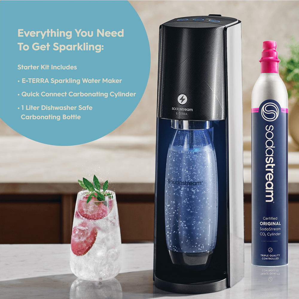 SodaStream Terra Sparkling Water Maker with Extra CO2 Cylinder and  Carbonating Bottle Misty Blue