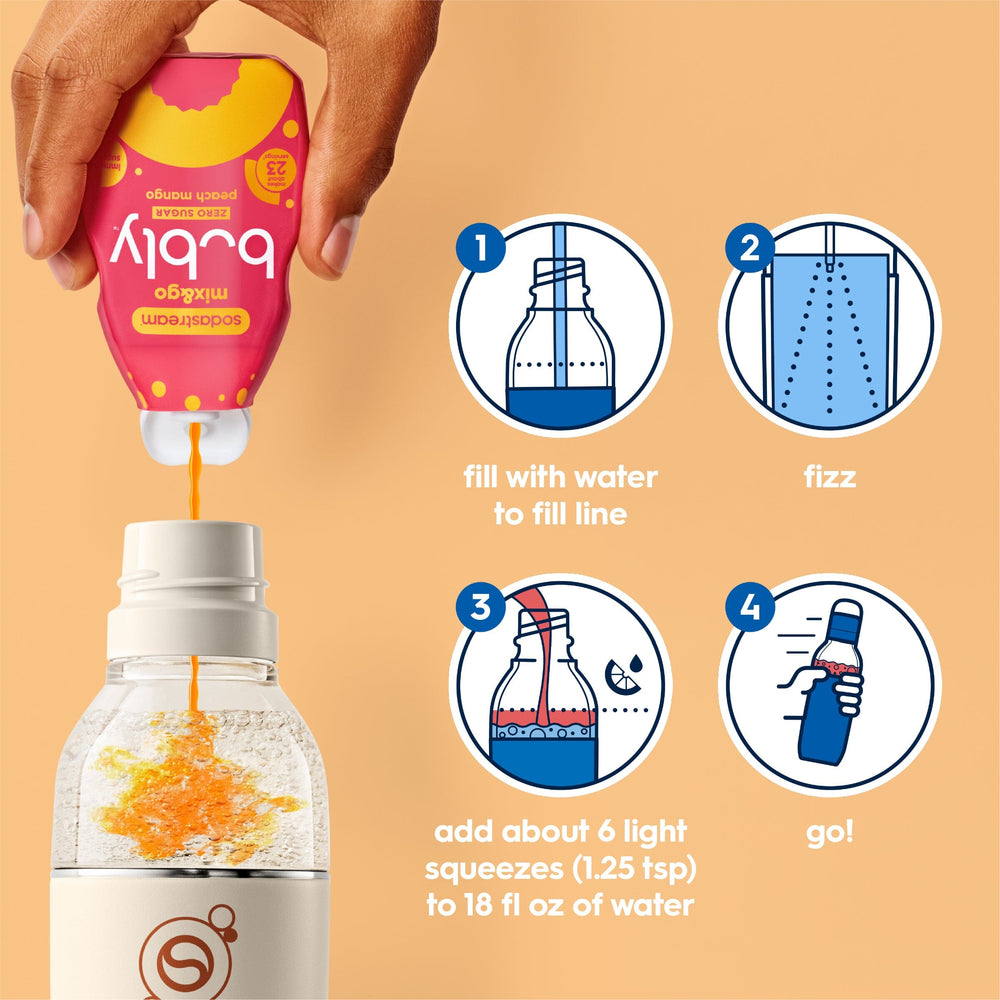 Sodastream mix&go™ bubly™ Peach Mango Liquid Water Enhancer 3 Pack 3 x 92ml – 6