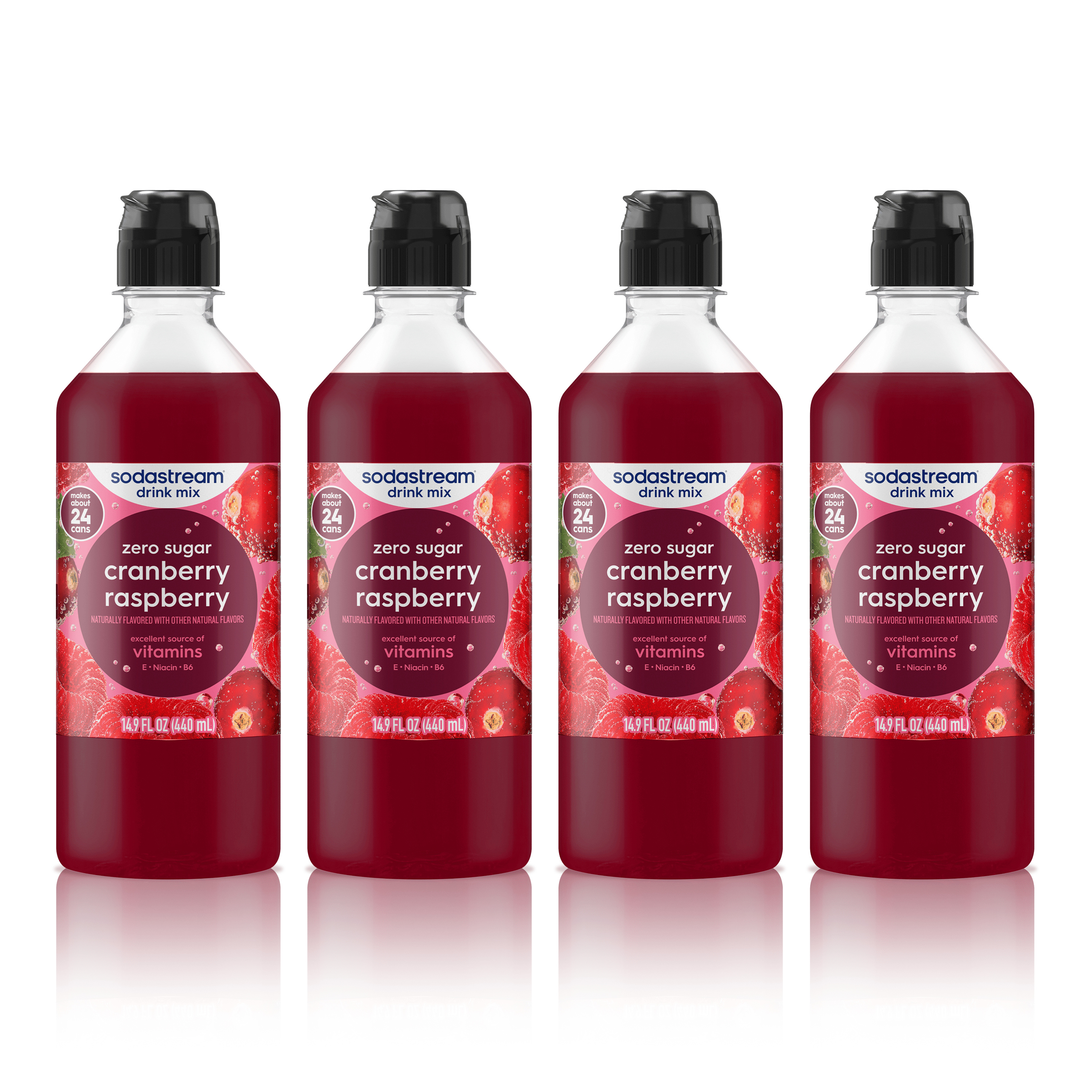 Sodastream Classics® Cranberry & Raspberry Zero Sugar Drink Mix 4 Pack 440ml sodastream