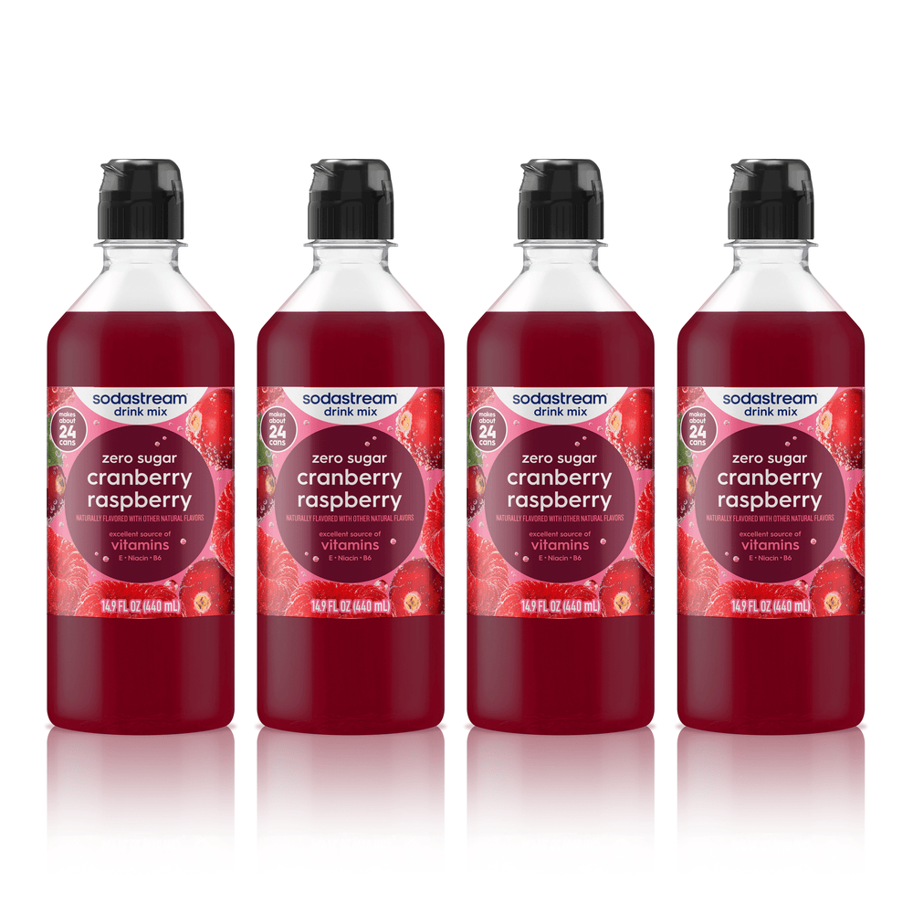 Sodastream Cranberry Raspberry Zero Drink Mix 4 Pack Bottles 