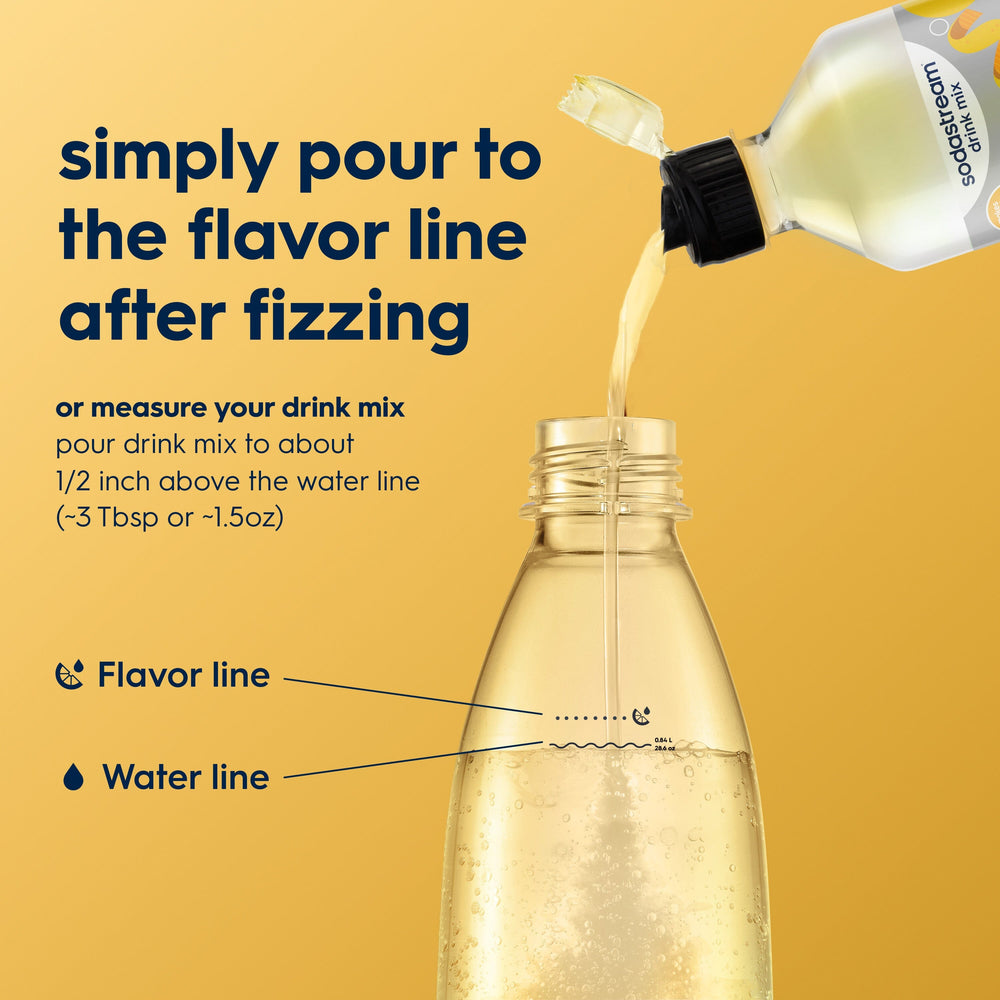 Pouring instructions for the Sodastream Diet Tonic drink mix