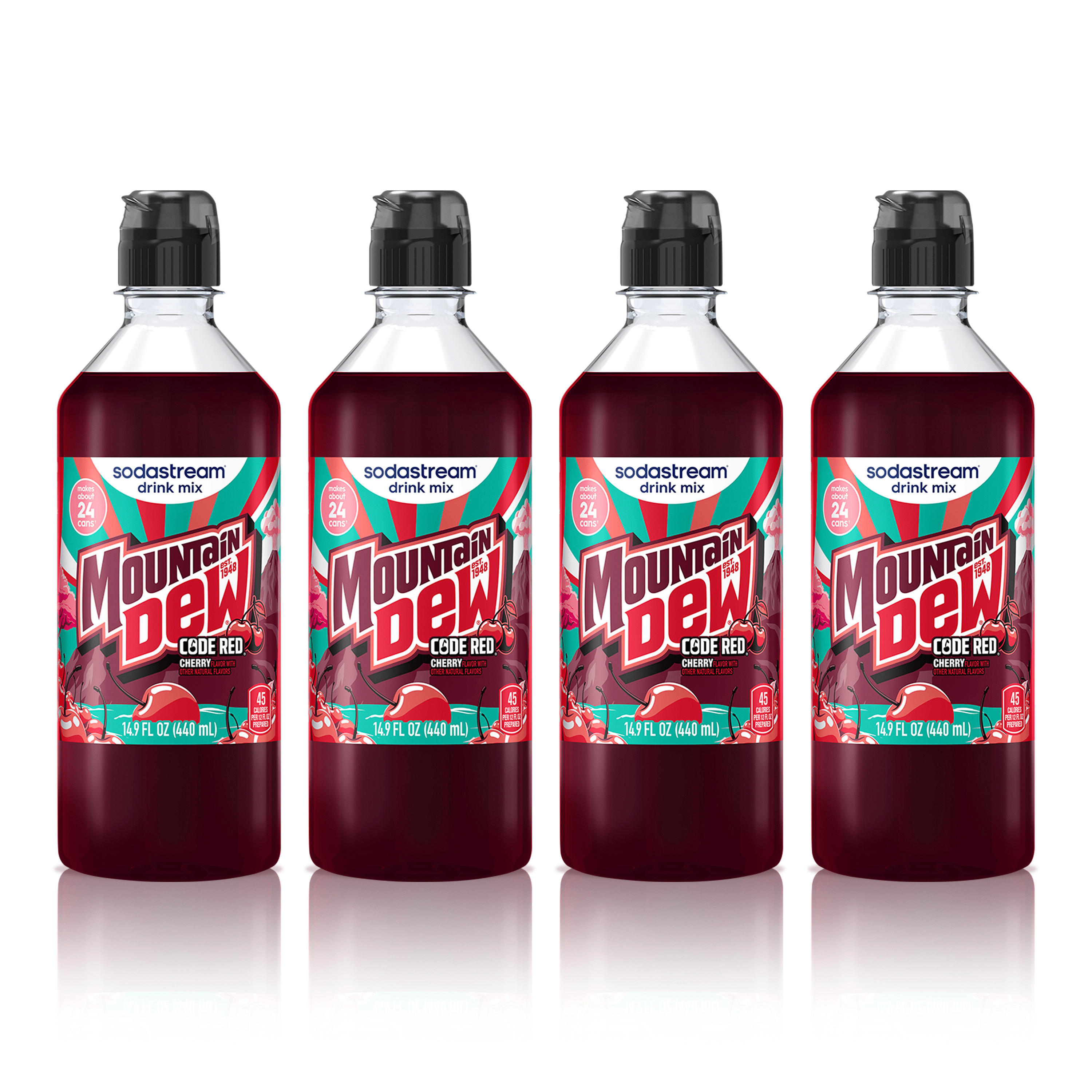 Sodastream MTN DEW Code Red Cherry Drink Mix 4 Pack 440ml sodastream