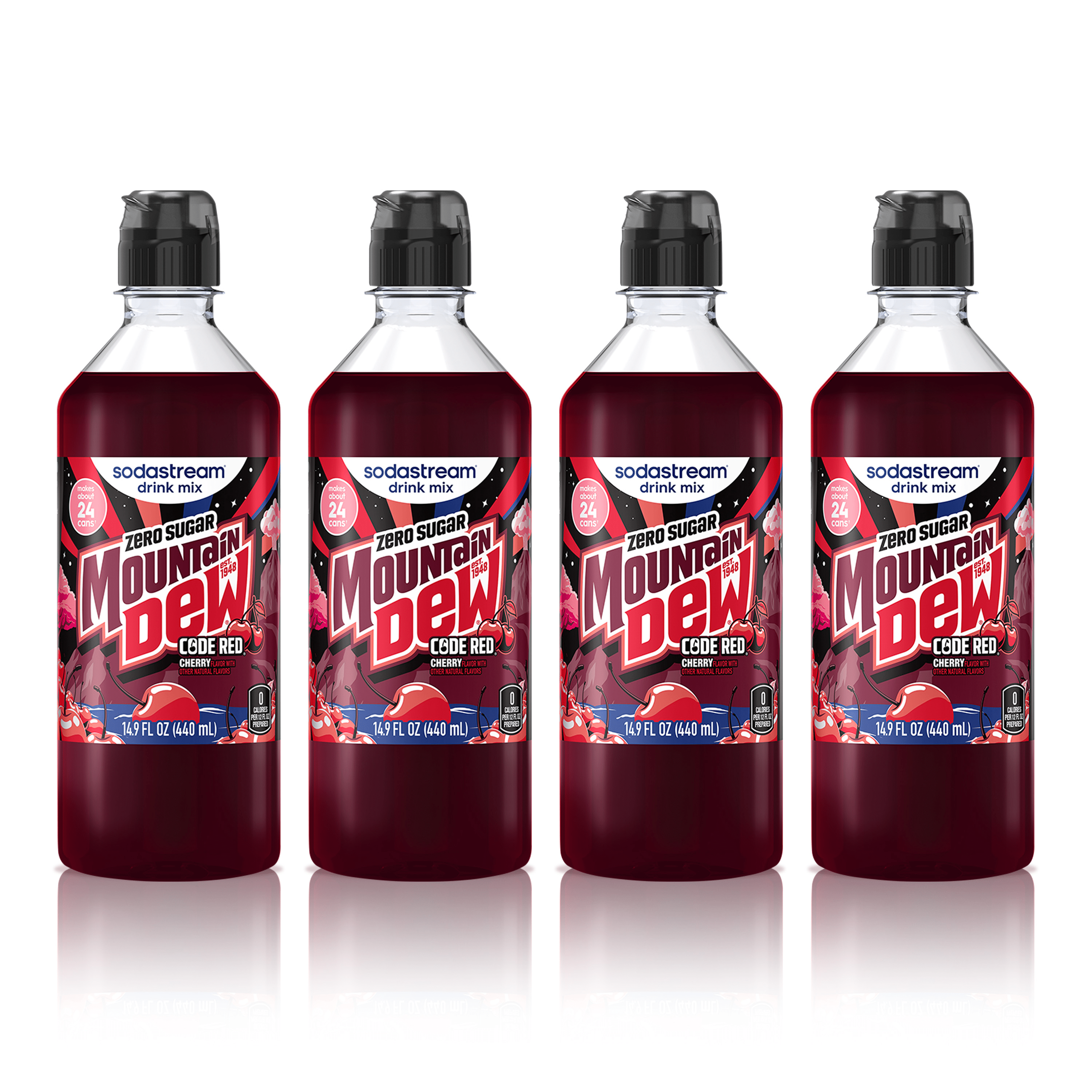 Sodastream MTN DEW Code Red Cherry Zero Sugar Drink Mix 4 Pack 440ml sodastream