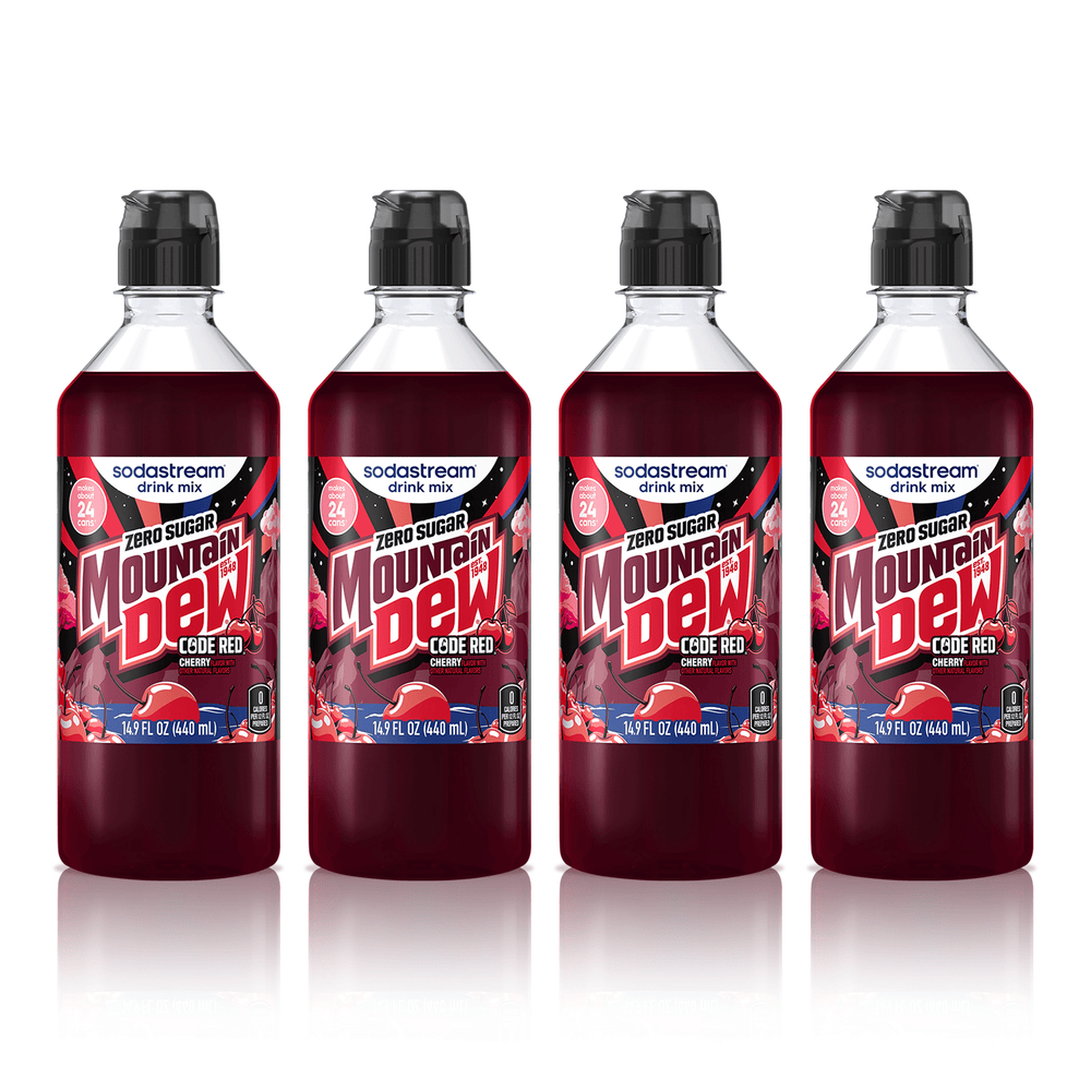 Sodastream MTN DEW Code Red Cherry Zero Sugar Drink Mix 4 Pack 440ml