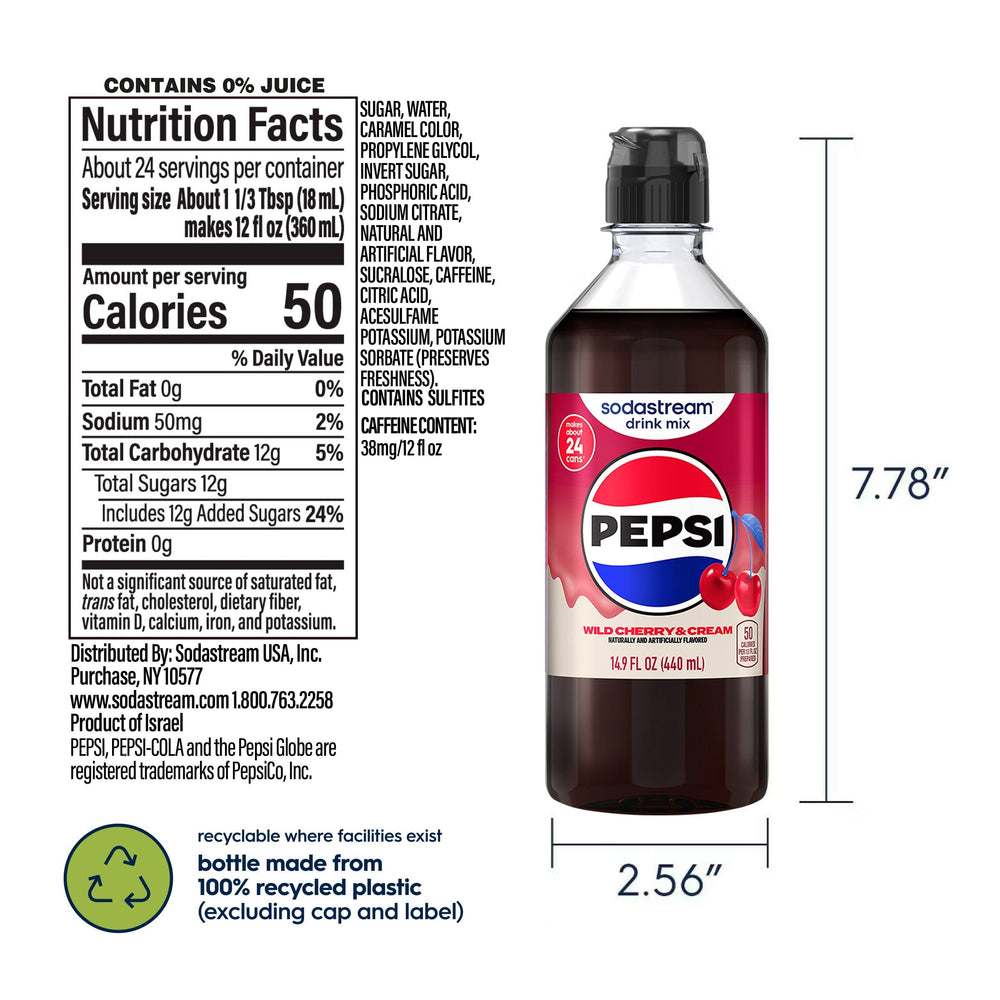 Sodastream Pepsi® Wild Cherry & Cream 4 Pack Drink Mix 4 x 440ml