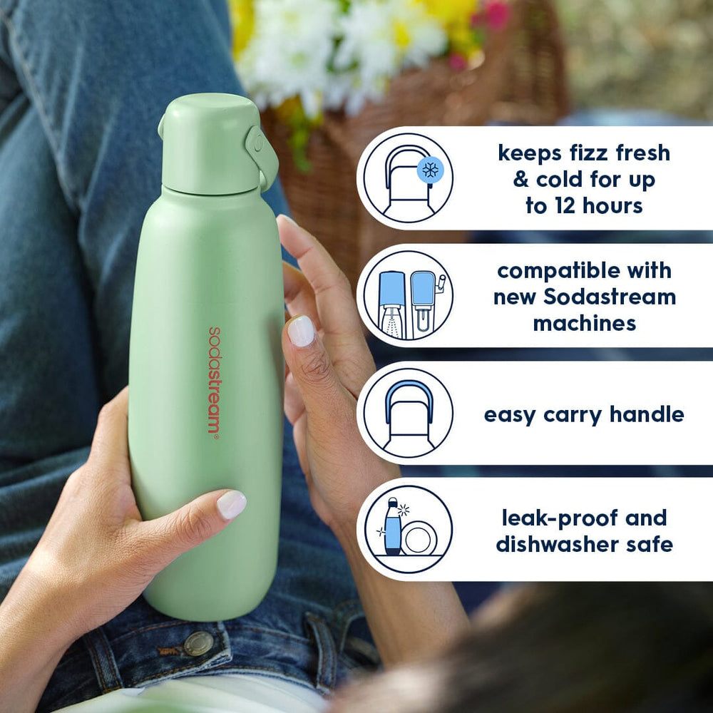SodaStream Fizz & Go Insulated Stainless Steel Bottle Mint 30.4 oz