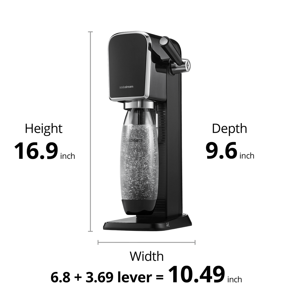 sodastream art black sparkling water maker dimensions