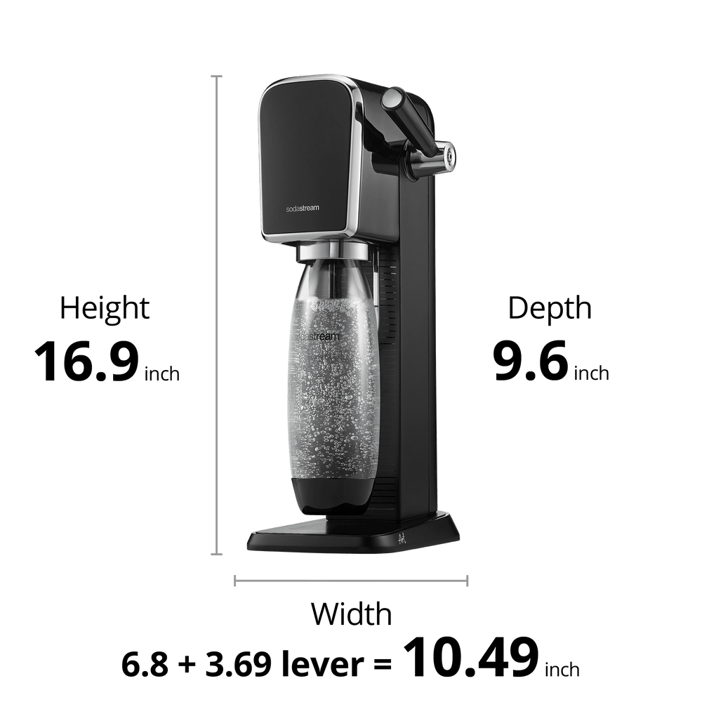 sodastream art black sparkling water maker size and dimensions
