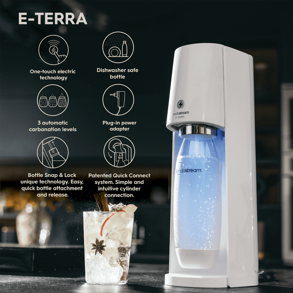 SodaStream E-Terra white bubbly water maker