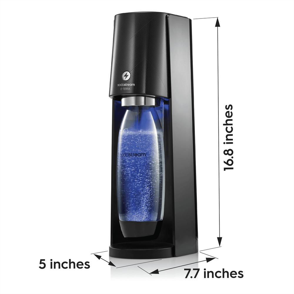 sodastream e-terra black sparkling water maker size and dimensions