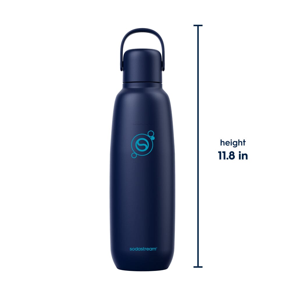 Blueberry color Sodastream Fizz & Go stainless steel bottle with 11.8 inch height