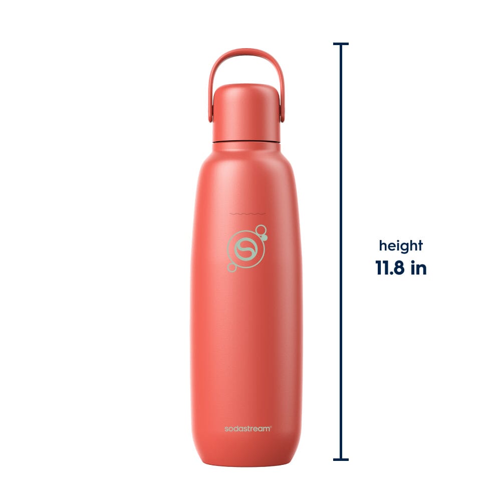 Papaya color Sodastream Fizz & Go stainless steel bottle with 11.8 inch height