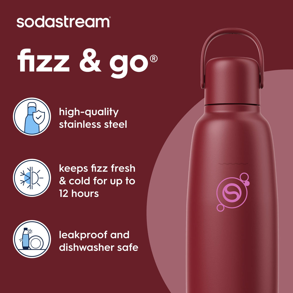 Sodastream Fizz & Go™ Insulated Stainless Steel Carbonating Bottle Pomegranate 30.4 oz