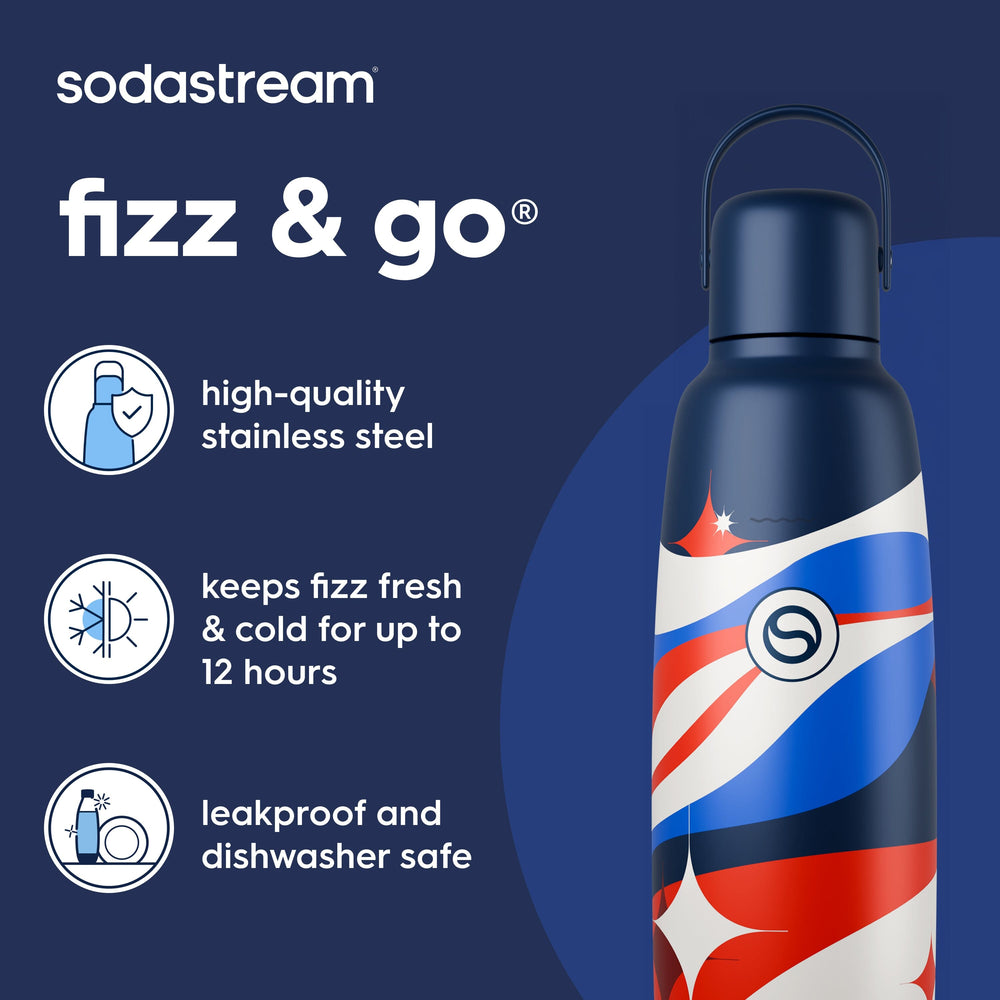Sodastream Fizz & Go™ Insulated Stainless Steel Carbonating Bottle USA 250th 30.4 oz – 2