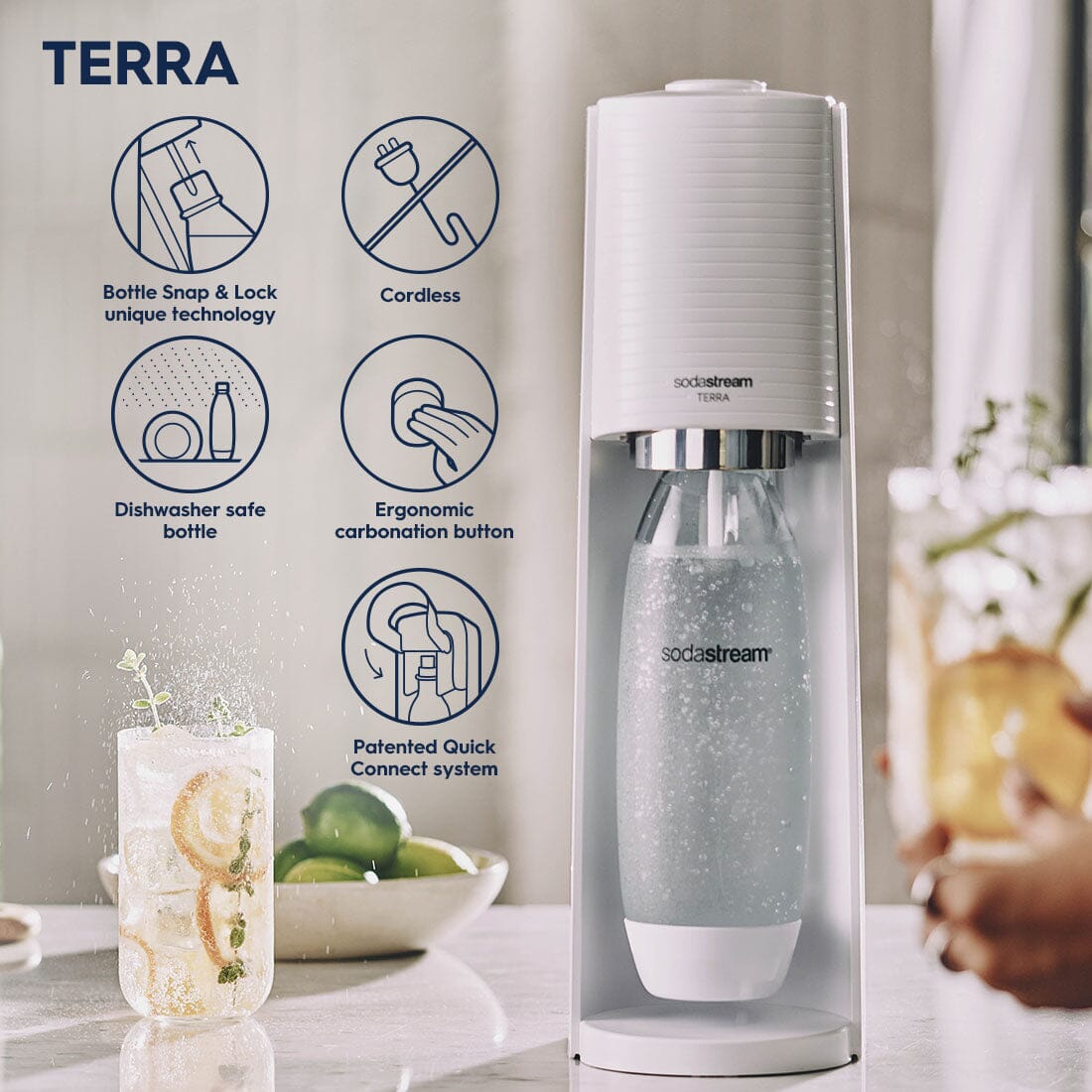 SodaStream Terra Sparkling Water Maker + (Quick Connect cqc bundle)