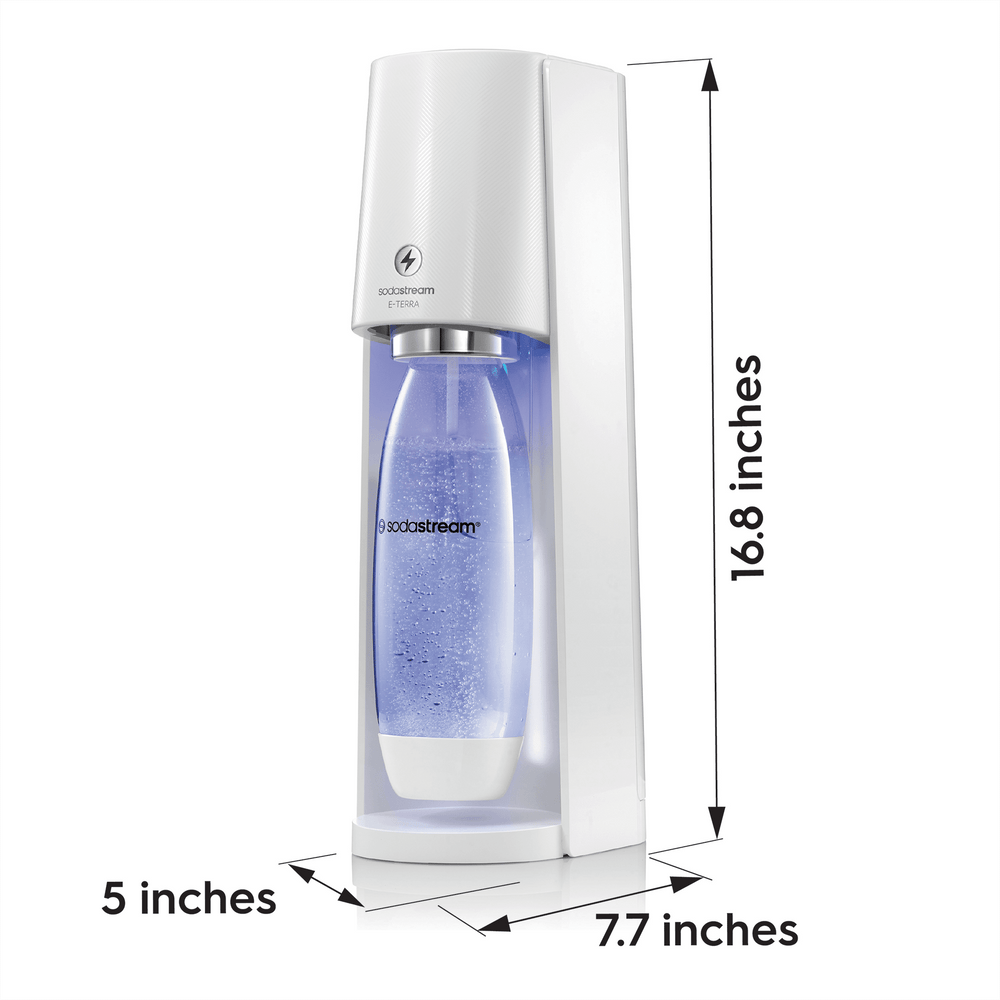 sodastream e-terra white sparkling water maker size and dimensions